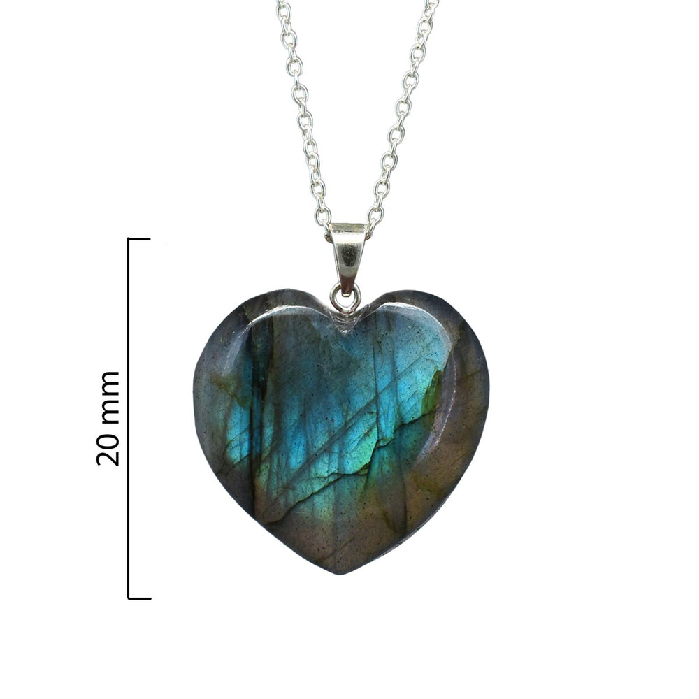 Natural Labradorite Heart Pendant in Sterling Silver Gifts for Women