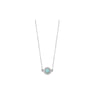 Natural Larimar & Sterling Silver Halo Pendant Necklace - White