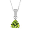 Natural Peridot Sterling Silver Trillion Solitaire Pendant