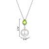 Natural Peridot and Shell Pearl Drop Pendant with 18" Chain