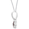 Natural Red Diamond Flower Pendant 18" Chain in Sterling Silver