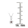 Natural Red Diamond Flower Pendant 18" Chain in Sterling Silver