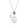 Natural Tanzanite and Shell Pearl Drop Pendant with 18" Chain