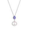 Natural Tanzanite and Shell Pearl Drop Pendant with 18" Chain