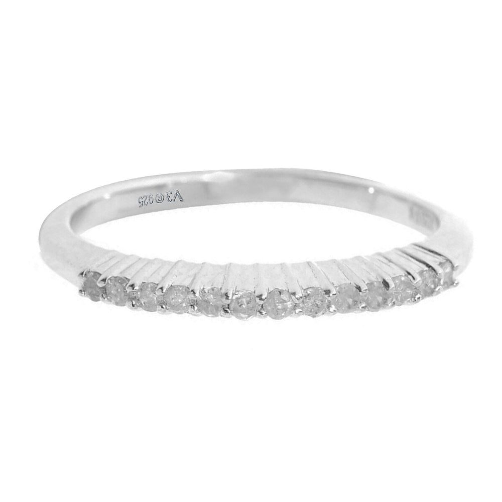 Natural White Diamond Sterling Silver Stackable Band Ring