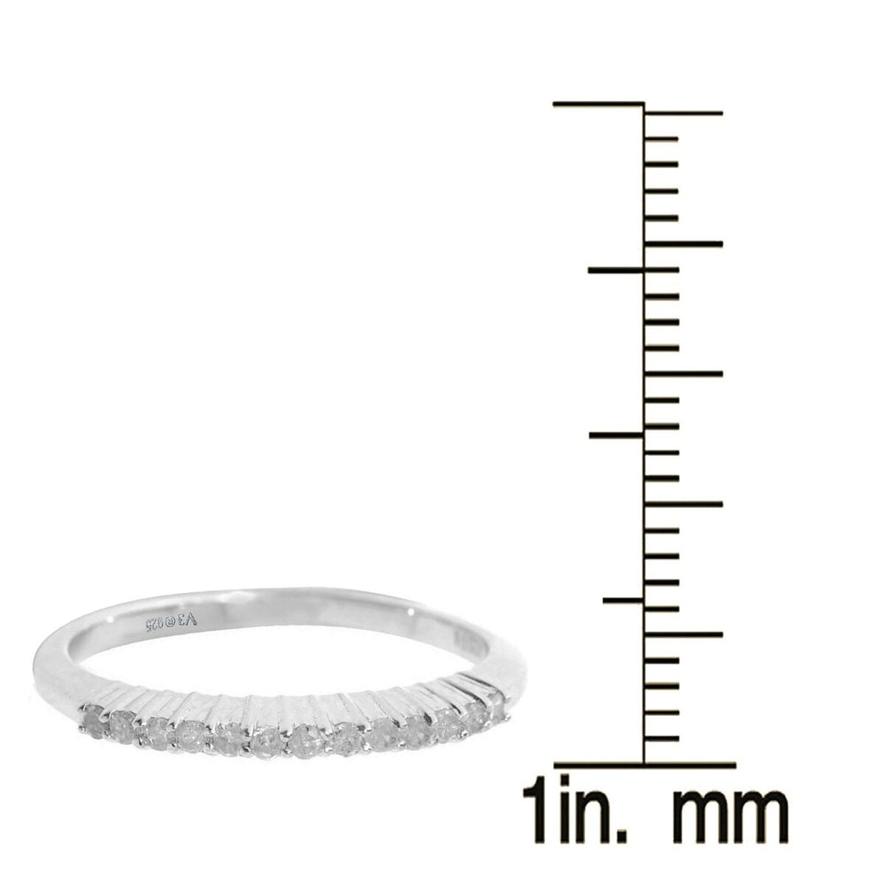 Natural White Diamond Sterling Silver Stackable Band Ring