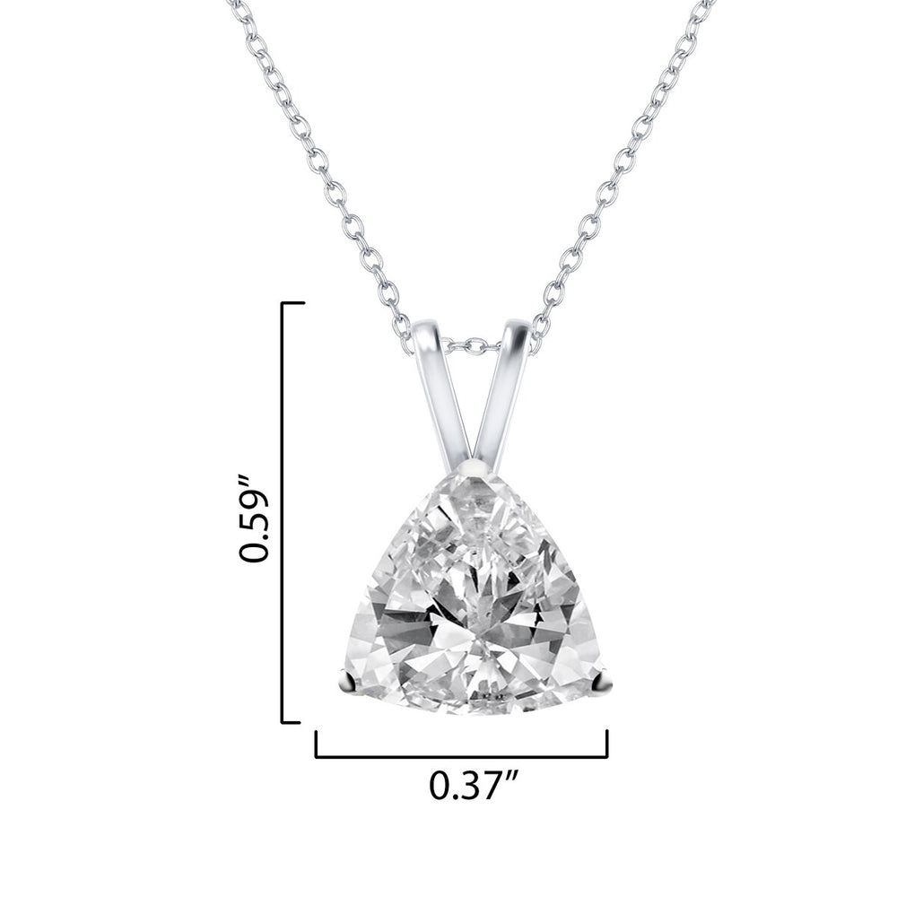 Natural White Topaz Sterling Silver Trillion Pendant Necklace