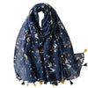 Navy Blue Birds Chiffon Scarf