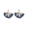 Navy Threaded Clustered Statement Earrings