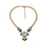 Navy Yellow Crystal Statement Necklace - White