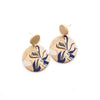 Navy & Beige Patterned Tropical Drop Earrings