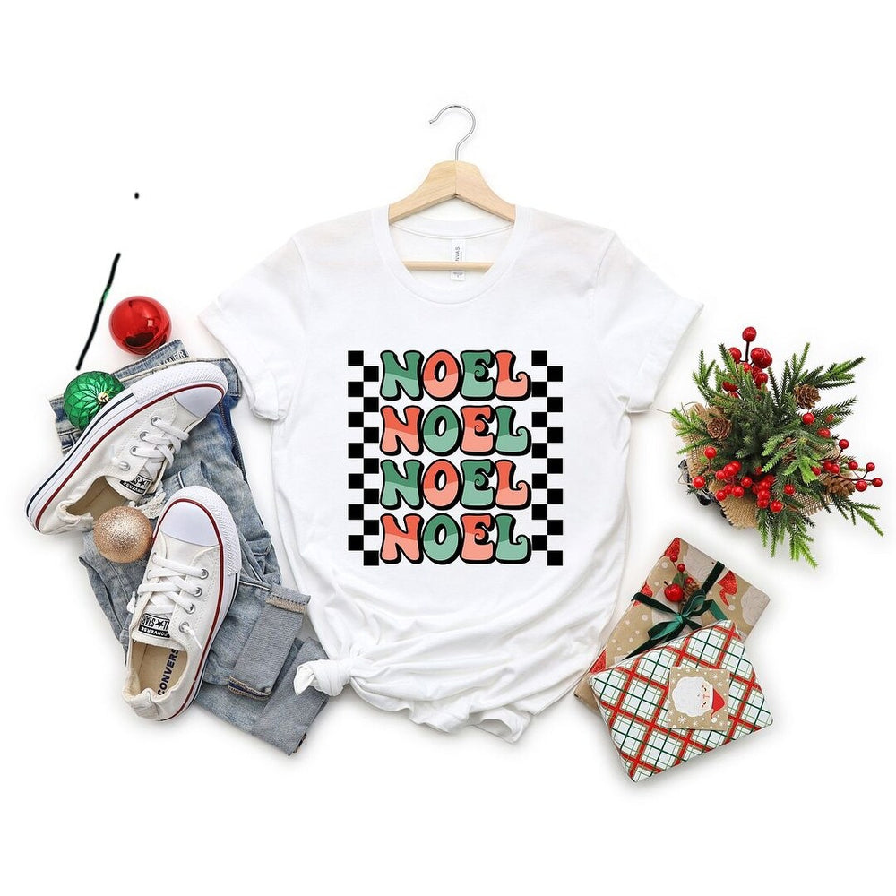 Noel Checkered Stacked Short Sleeve Crewnneck Tee