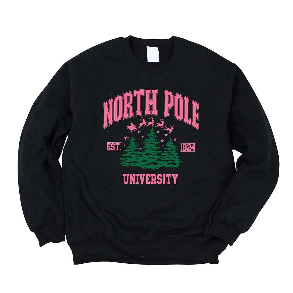 North Pole University Pink Trees Graphic Sweatshirt