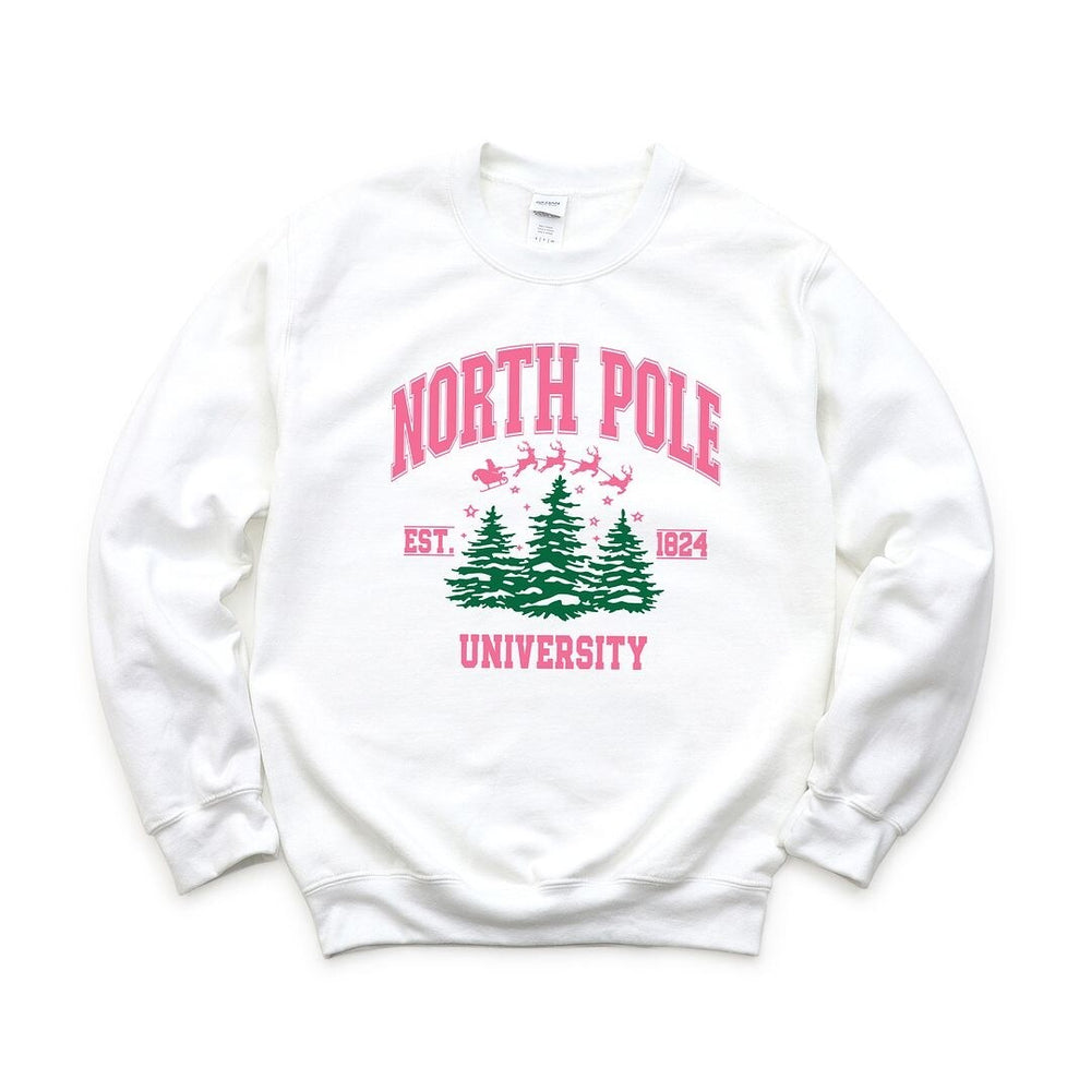 North Pole University Pink Trees Graphic Sweatshirt