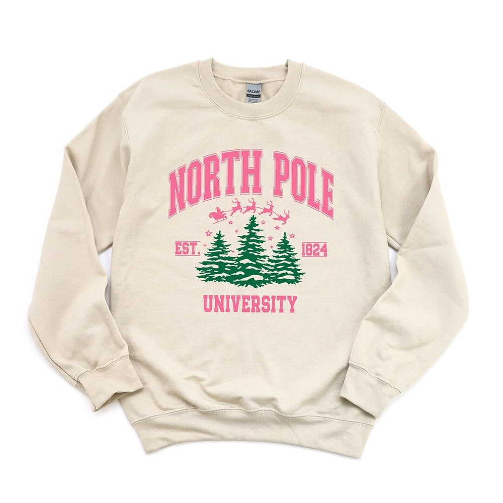 North Pole University Pink Trees Graphic Sweatshirt