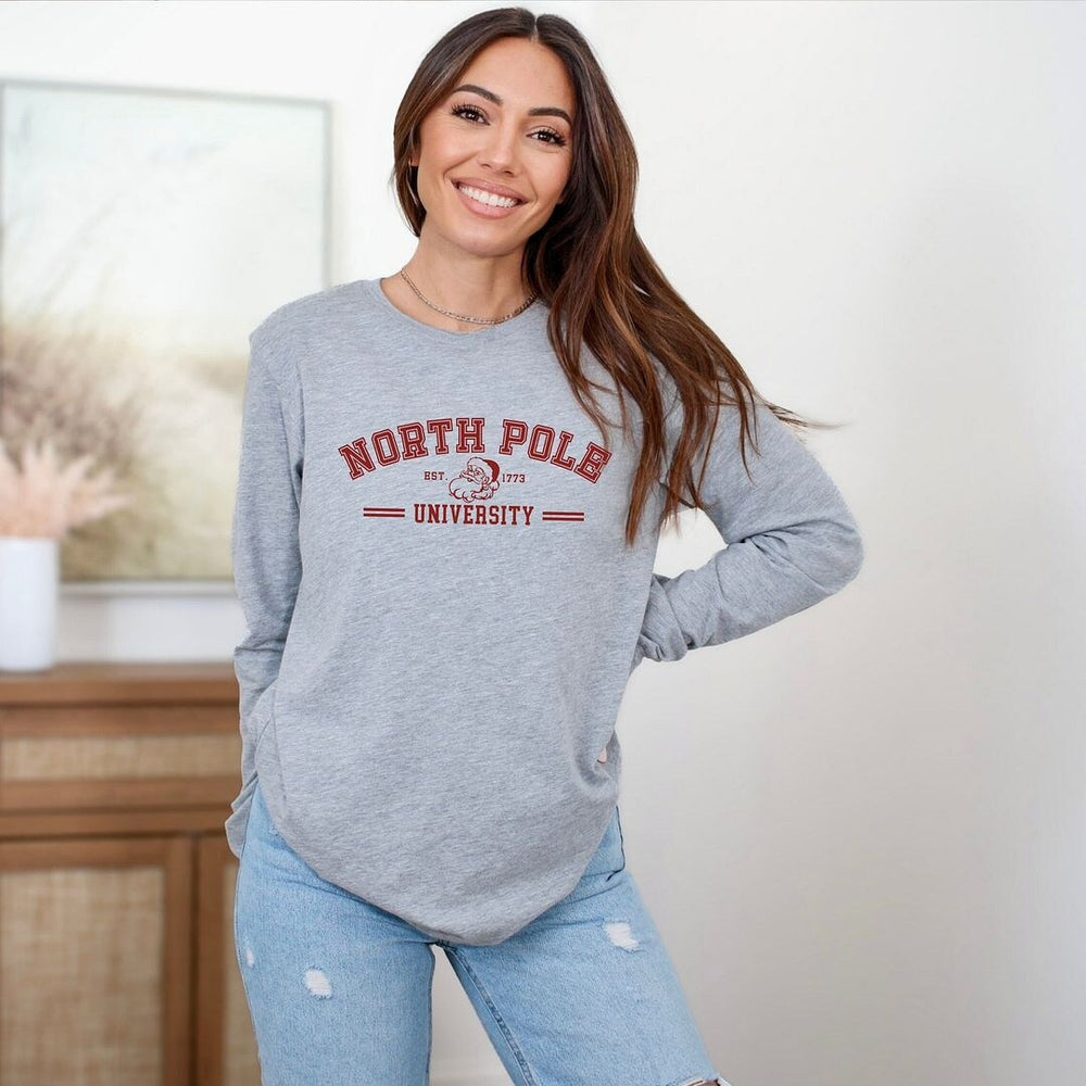 North Pole University Santa Long Sleeve Tee