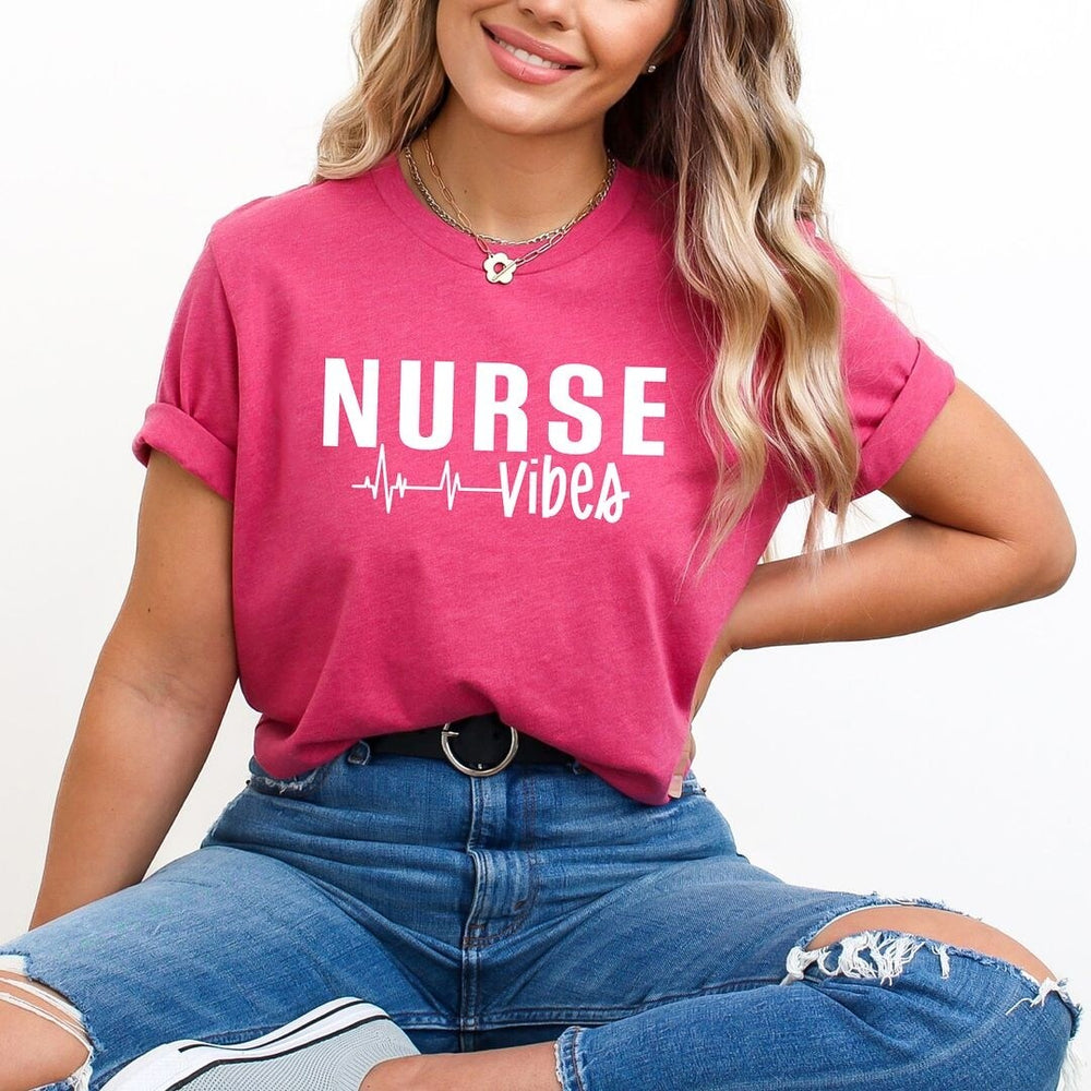 Nurse Vibes Heartbeat Short Sleeve Crewnneck Tee