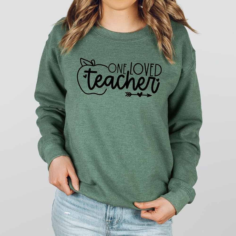 One Loved Teacher Apple Graphic Sweatshirt