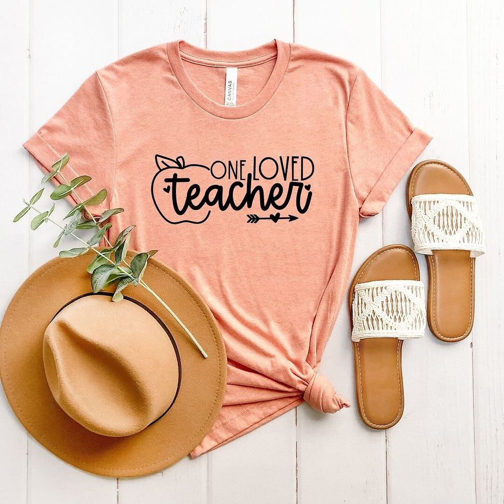 One Loved Teacher Apple Short Sleeve Crewnneck Tee