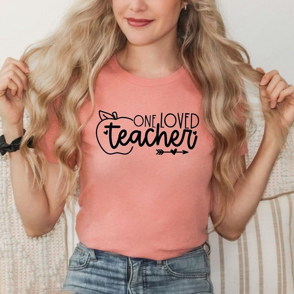 One Loved Teacher Apple Short Sleeve Crewnneck Tee