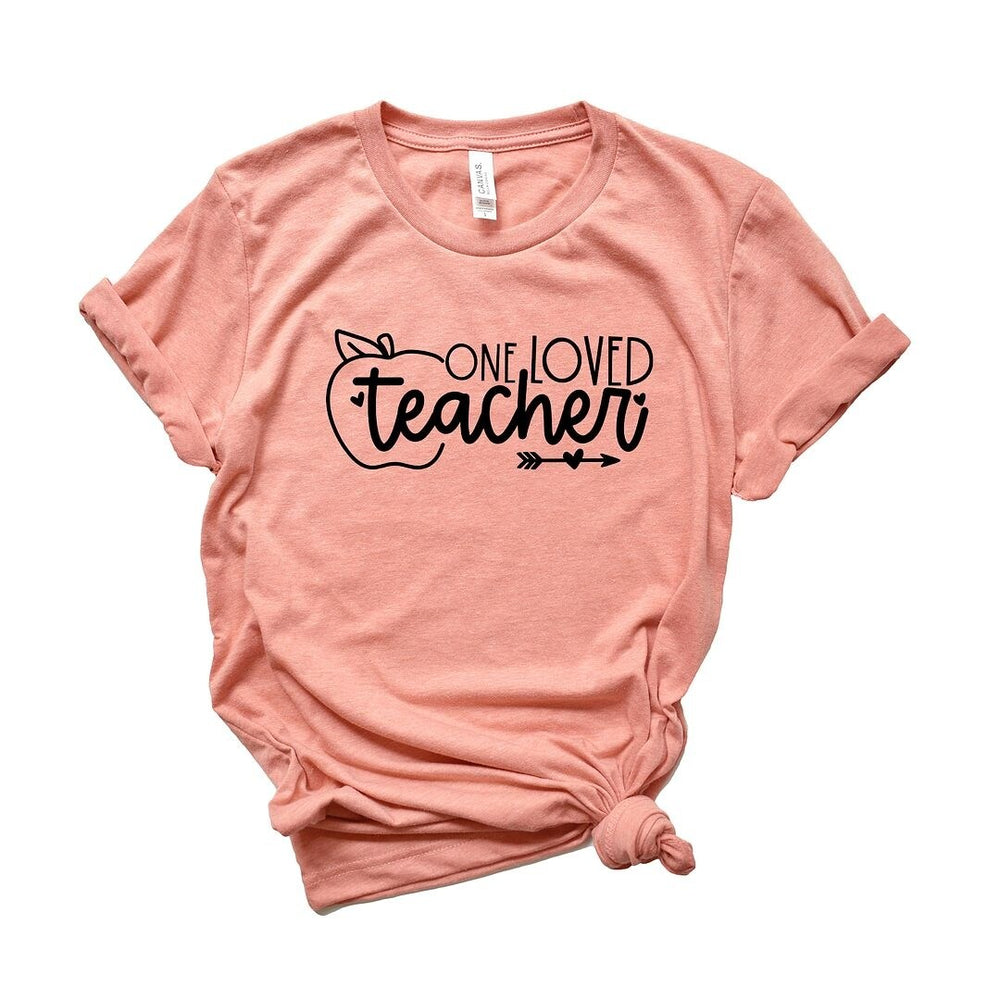 One Loved Teacher Apple Short Sleeve Crewnneck Tee