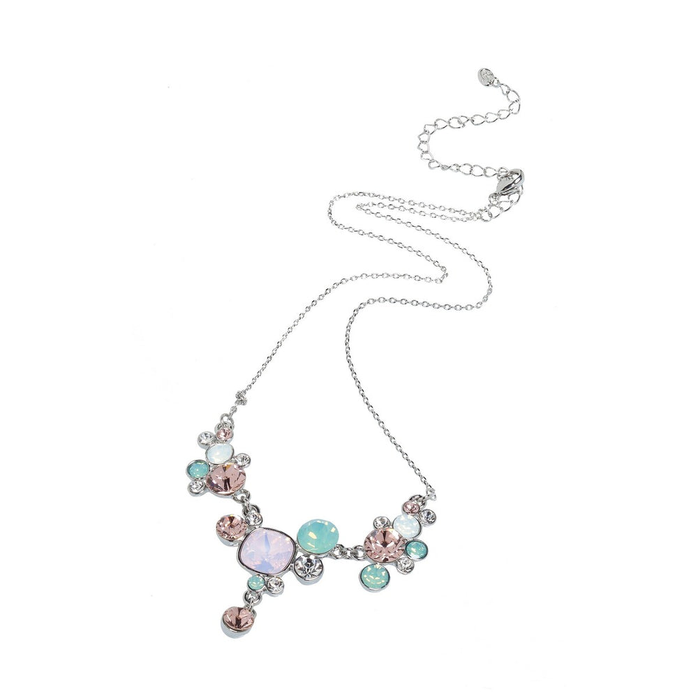 Opal Clustered Swarovski Crystal Necklace - White