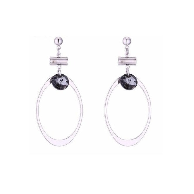 Open Circle Black Swarovski Crystal Earrings