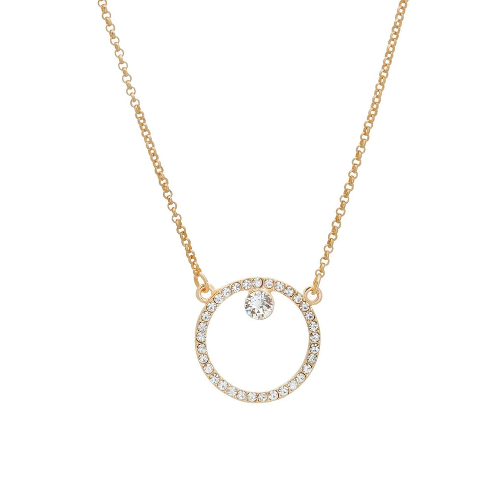 Open Circle Crystal Pave Pendant Necklace