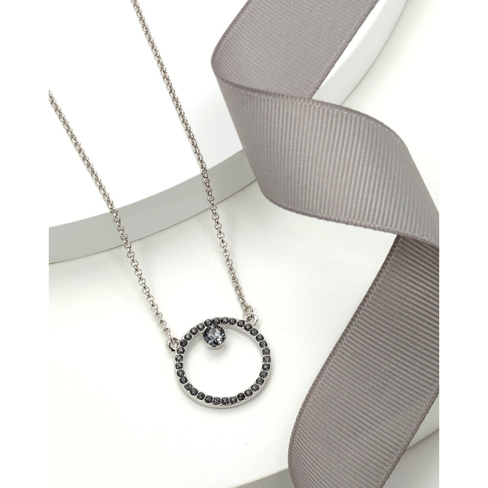 Open Circle Crystal Pave Pendant Necklace