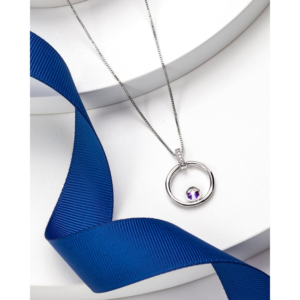 Open Circle Dainty Crystal Pendant Necklace