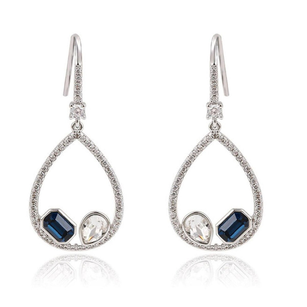 Open Teardrop Pave & Geometric Crystal Drop Earrings