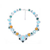 Orange Blue Statement Necklace - White