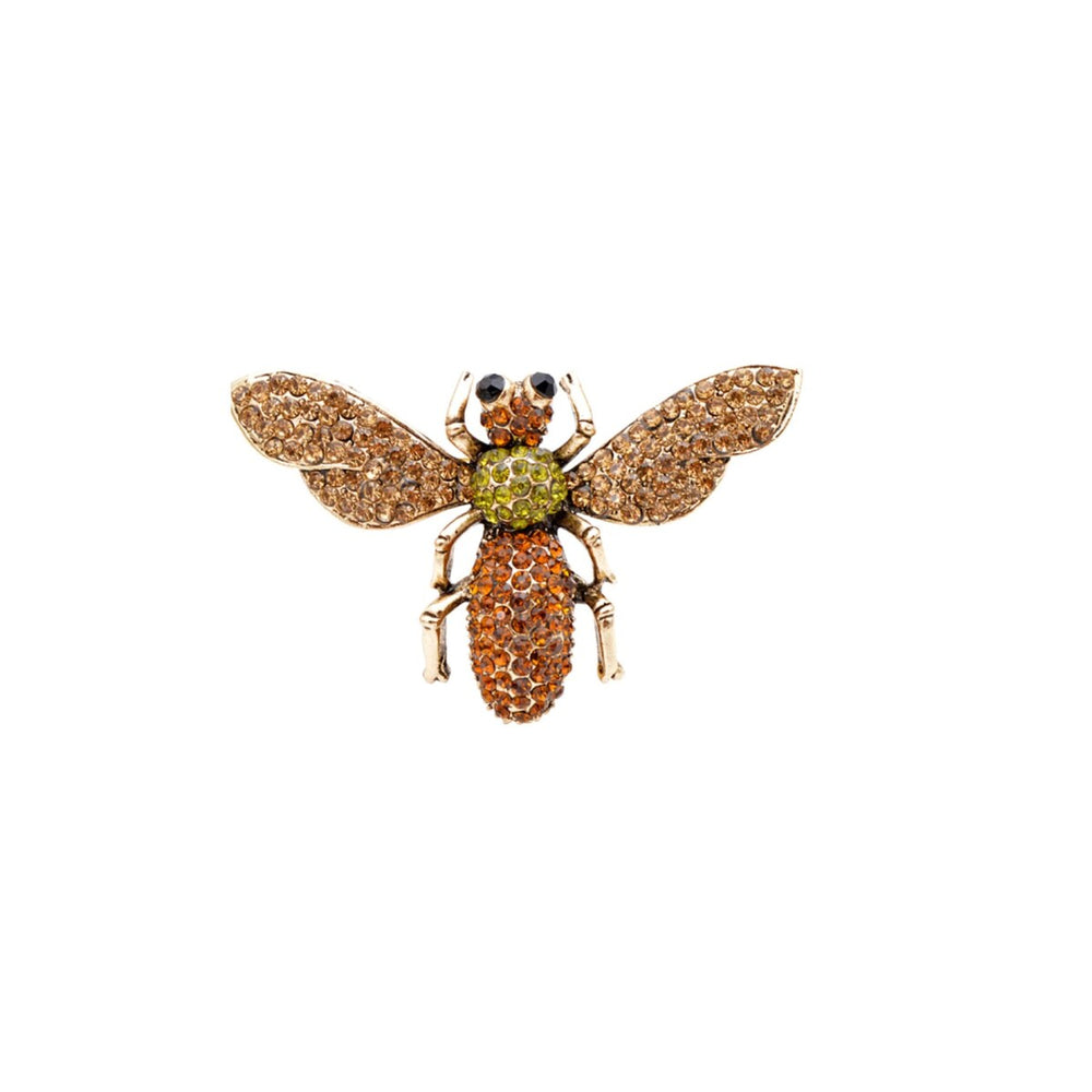 Orange Crystal Bee Brooch