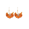 Orange Crystal Goldtone Gingko Leaf Drop Earrings