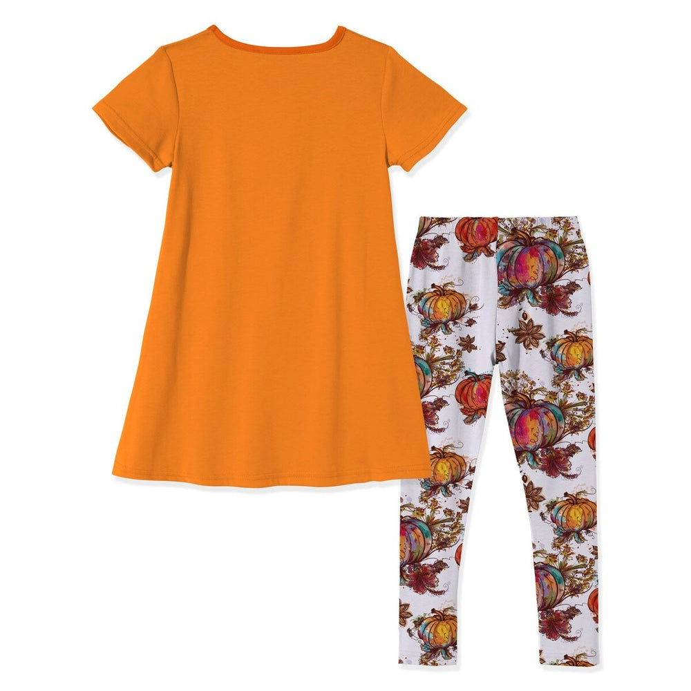 Orange Floral Pumpkin Print Tunic & Leggings