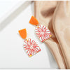 Orange Geometric Clay Textured Drop Earrings