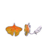 Orange Green Ginkgo Leaf Clip On Earrings