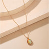 Orange Green Iridescent Teardrop Pendant Necklace - White