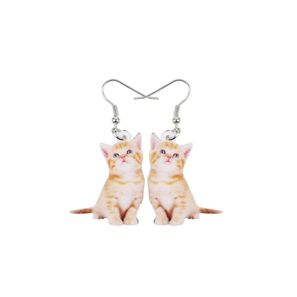 Orange Kitten Drop Earrings