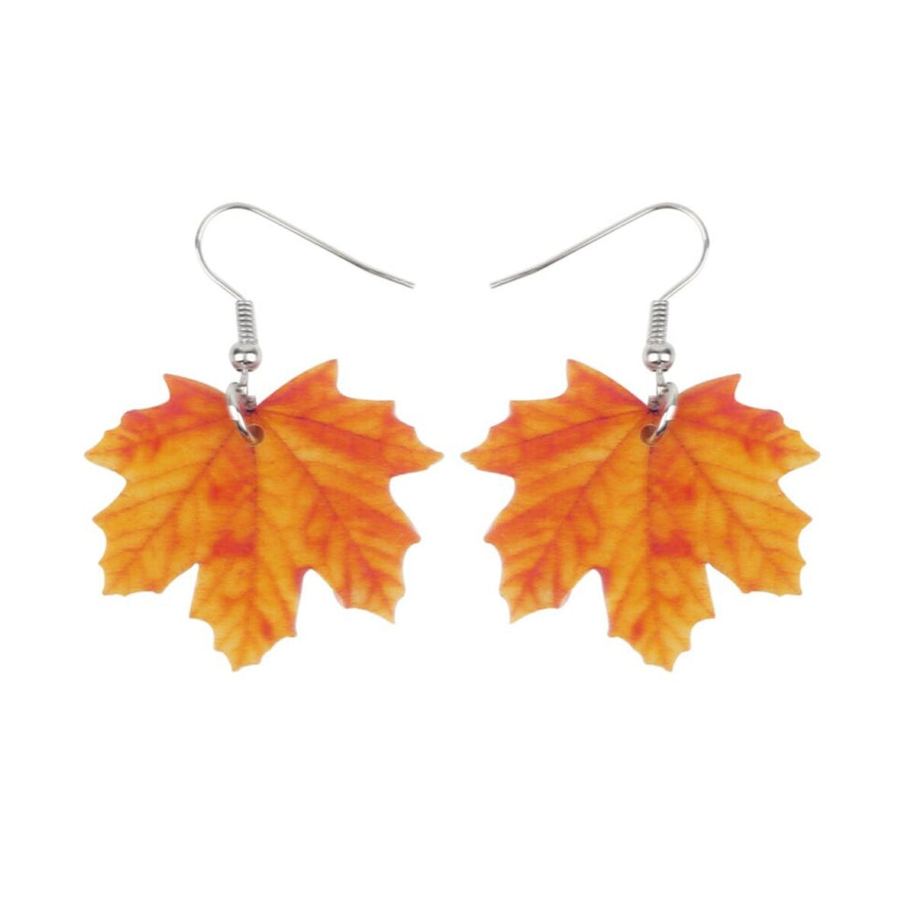 Orange Maple Leap Acrylic Drop Earrings