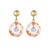 Orange Marbled Crystal Circular Drop Earrings