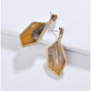 Orange Marbled Goldtone Geometric Drop Earrings