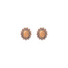 Orange Peach Crystal Oval Stud Earrings