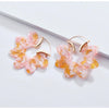 Orange Pink Floral Marbled Earrings