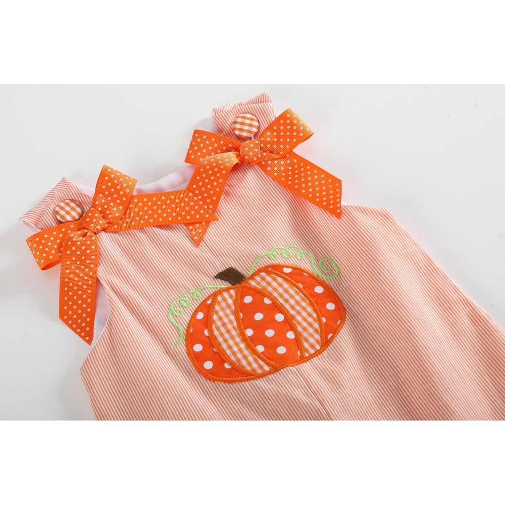 Orange Pinstripe Pumpkin and Bows Playsuit