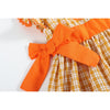 Orange Pinstripe Ruffle Pumpkin Bow Dress