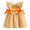 Orange Pinstripe Ruffle Pumpkin Bow Dress