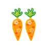 Orange Seed Bead Beaded Carrot Floral Drop Earrings