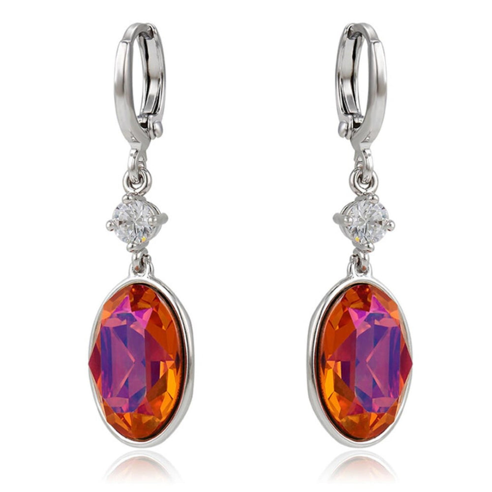 Orange Swarovski Crystal Oval Drop Earrings