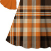 Orange & Brown Plaid Print Ruffle-Sleeve A-Line Dress